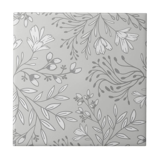 Azulejo Floral Meadow Dreams L3 Flora Blanca Gris (Frente)