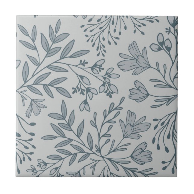 Azulejo Floral Meadow Dreams L4 Gris Blue encantado (Frente)