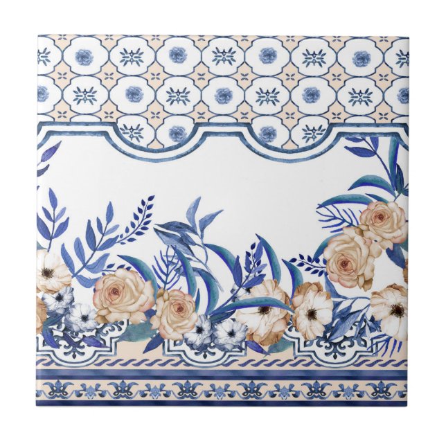 Azulejo Floral Mediterráneo  (Frente)