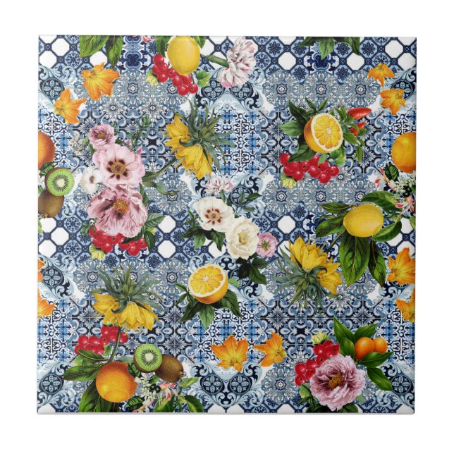 Azulejo Floral Mediterráneo  (Frente)