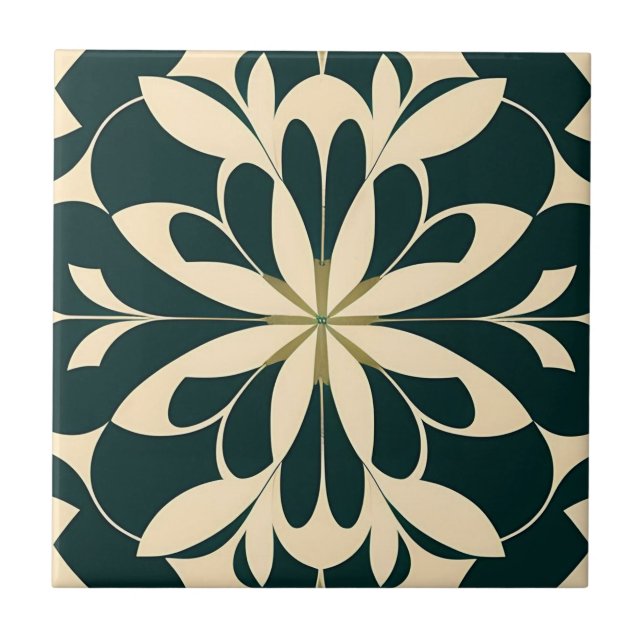 Azulejo Floral negra Art Deco (Frente)