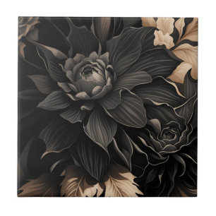Azulejo Floral oscura