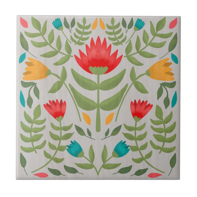 Azulejo Floral pintada de época (Frente)