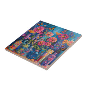 Azulejo Floral Pop Art Cerámica Tile
