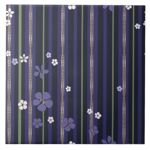 Azulejo Floral púrpura a rayas