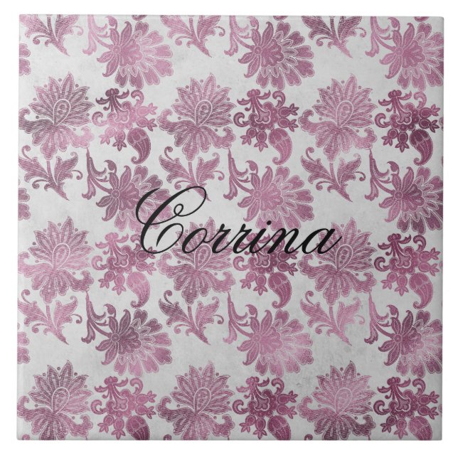 Azulejo Floral romana de plata roja de Borgoña (Frente)