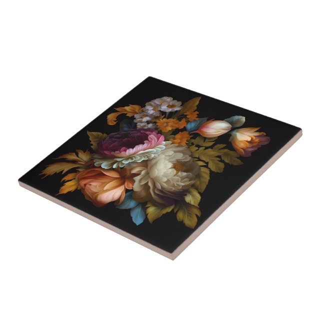 Azulejo Floral romántica dramática del "viejo mundo" 6 (Lado)