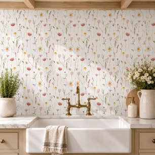 Azulejo Floral silvestre de acuarela rosa polvoriento