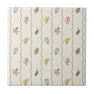 Azulejo Floral Silvestre Marfil Ondulado Caprichoso