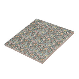 Azulejo Floral silvestre retro rosa amarillo espuma de mar