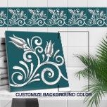Azulejo Floral Swirl Seamless Border -Mármol blanco<br><div class="desc">Floral Swirl Seamless Border -Mármol blanco</div>
