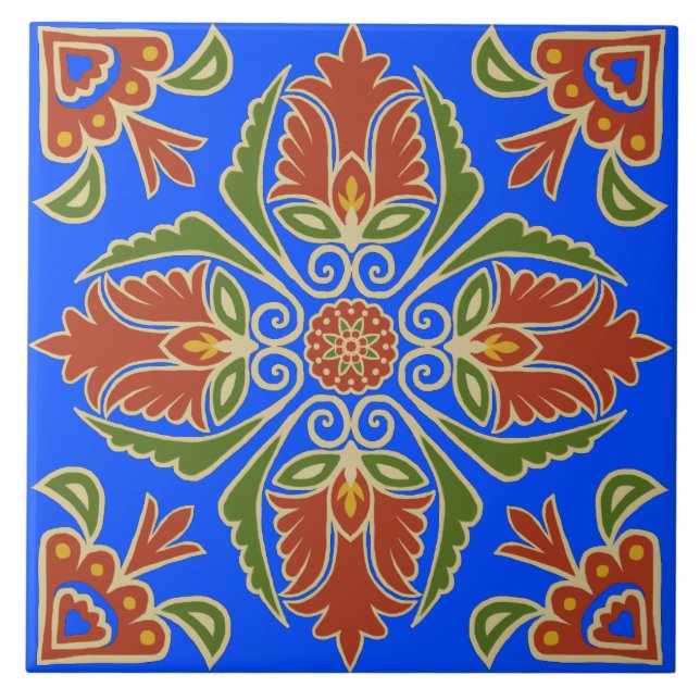 Azulejo Floral Talavera Tile  (Frente)