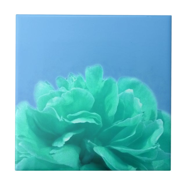 Azulejo Floral verde azul colorida (Frente)