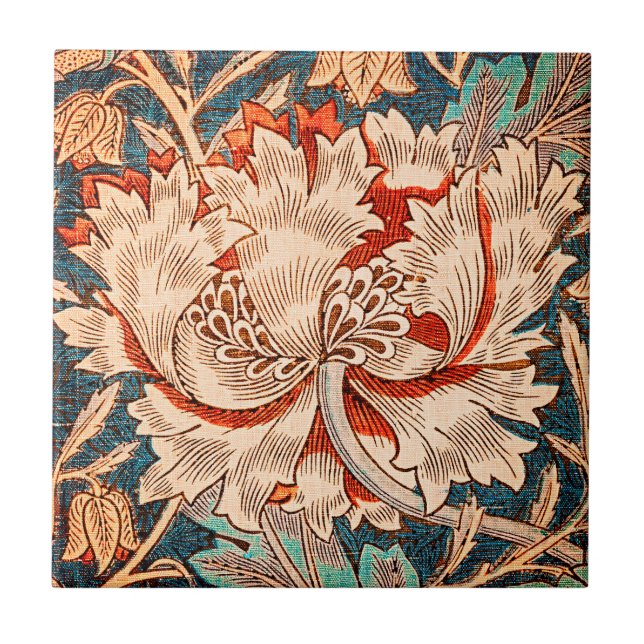 Azulejo Floral William Morris Madreselva Artesanía (Frente)