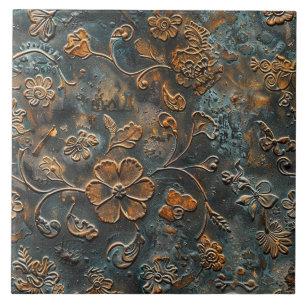 Azulejo Florales Antiguos de Metal Oxidado