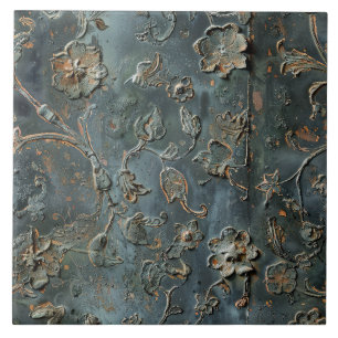 Azulejo Florales Antiguos de Metal Oxidado