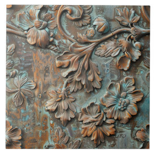Azulejo Florales Antiguos de Metal Oxidado