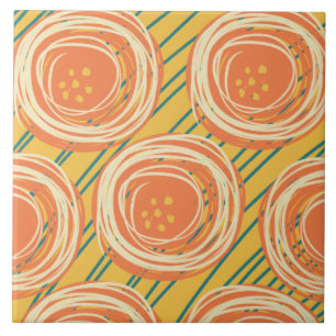 Azulejo Florales de amapola en negrita naranja abstracta