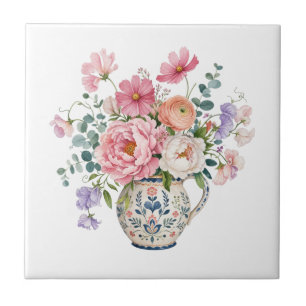 Azulejo Florales de jardín de campo rosa peonía Grandmille
