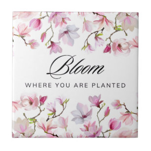 Azulejo Florece Donde Estás Plantada - Magnolia Rosa