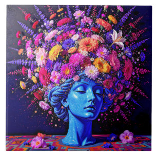 Azulejo "Florecer de la Eternidad" – Un Retrato Surrealist