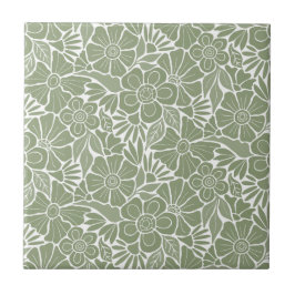 Azulejo Florecimiento del desfile de flores retro