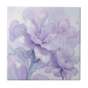 Azulejo Florecimiento Floral Morado Iridescente Soñador