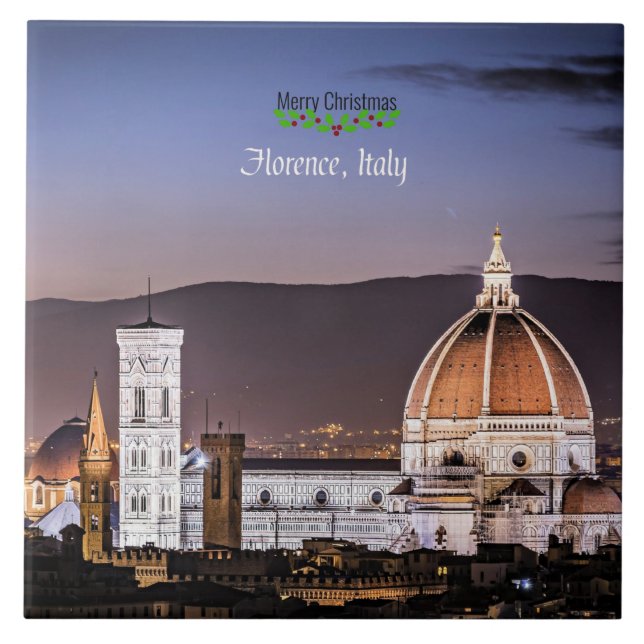 Azulejo Florencia, Italia, Feliz Navidad (Frente)
