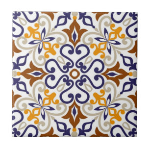 Azulejo Florentine Mosaic Vintage Earthtone Baroque Italia