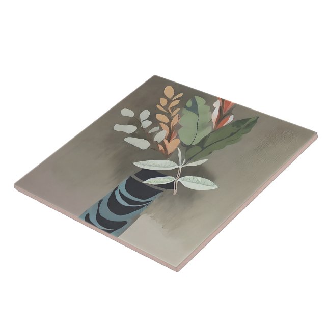 Azulejo Florero de hojas arte minimalista (Lado)