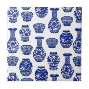 Azulejo Floreros de porcelana china azul y blanca