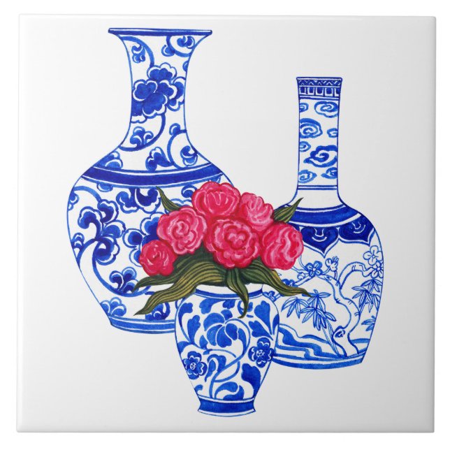 Azulejo Floreros de porcelana Chinoiserie (Frente)
