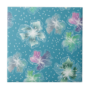 Azulejo Flores abstractas en hermosos tonos azul claro