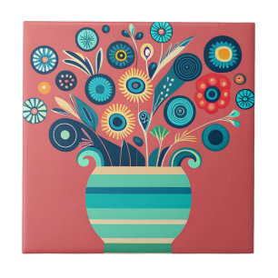 Azulejo Flores abstractas en un jarrón.