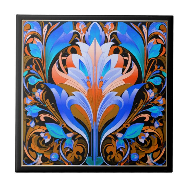 Azulejo Flores abstractas mosaico de cerámica Art Deco (Frente)