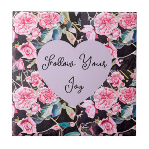 Azulejo Flores Acuarela De Rosa Rosa Floral Niñas Alegría