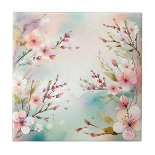 Azulejo Flores acuáticas de primavera encantadoras