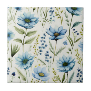 Azulejo Flores acuáticas en azul claro
