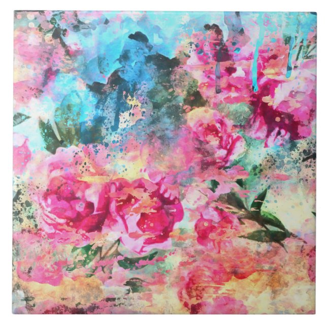 Azulejo Flores acuáticas Tile cerámico (Frente)