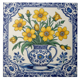 Azulejo Flores amarillas 4