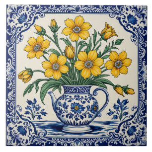 Azulejo Flores amarillas 4