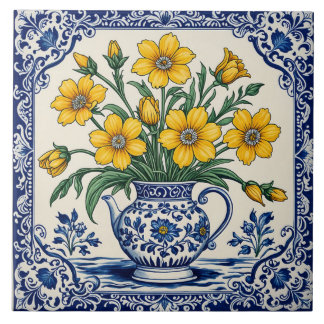 Azulejo Flores amarillas 4