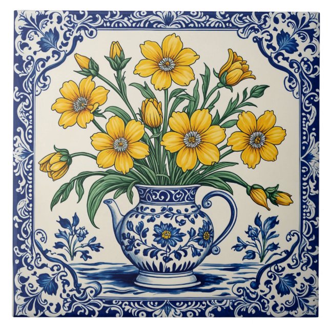 Azulejo Flores amarillas 4 (Frente)