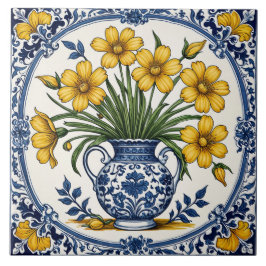 Azulejo Flores amarillas 5