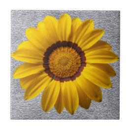 Azulejo Flores amarillas, fondo de textura de pared de pie