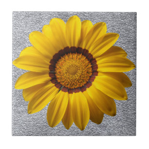 Azulejo Flores amarillas, fondo de textura de pared de pie