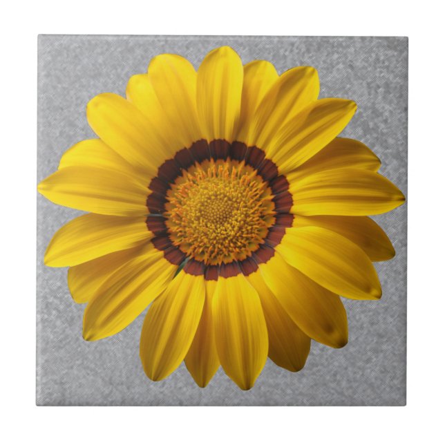 Azulejo Flores amarillas Resumen del fondo gris de la líne (Frente)