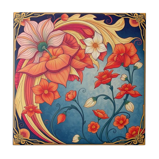 Azulejo Flores art nouveau (Frente)