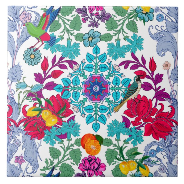Azulejo Flores, arte nuevo, estilo William Morris (Frente)