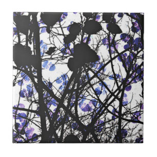 Azulejo Flores azules en el concepto de árbol de invierno